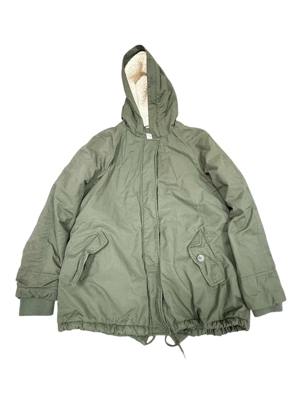 Bass Winter Parka Coat With Faux Shearling Lined Hood Size L